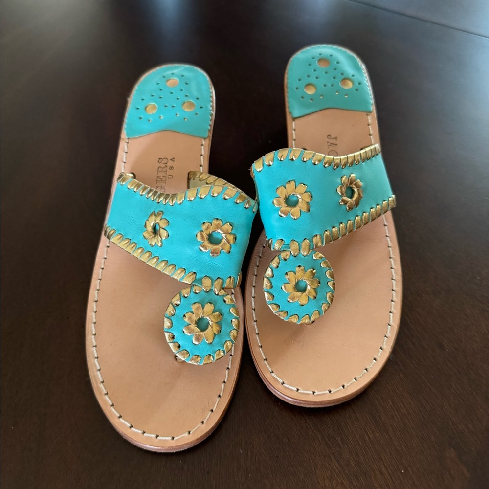 Jack Rogers Aqua wedge sandals